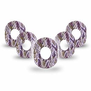 ExpressionMed Stitched Bloom Dexcom G7 and Dexcom Stelo Glucose Biosensor System Mini, 5-Pack Purple lavender stems Accessories for Continuous Glucose Monitor