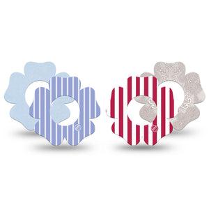 ExpressionMed Washed Classics Freestyle Libre, Libre 2 Plus, and Abbott Lingo Flower, 4-Pack Tape vintage red blue Overlay Patch for Continuous Glucose Monitor