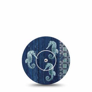 ExpressionMed Seahorse Freestyle Libre, Libre 2 Plus, and Abbott Lingo, Single Tape and Single Sticker underwater animal print Overlay Patch for CGM