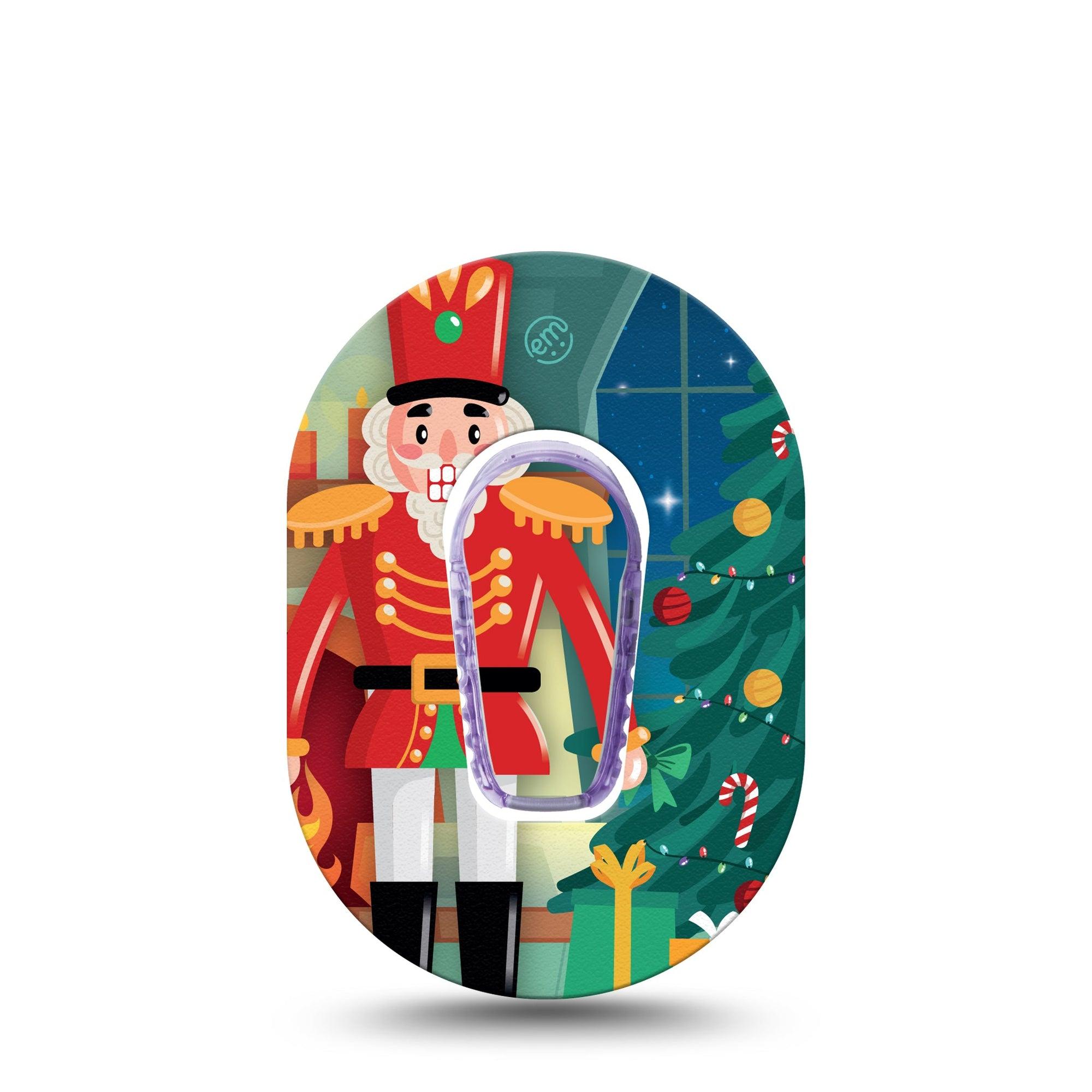 ExpressionMed Nutcracker Dexcom G6 Mini Tape Single Tape and Single Sticker Holiday Season Nutcracker, Adhesive Tape CGM Design