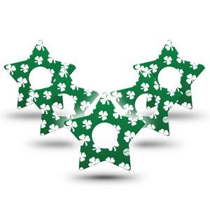 ExpressionMed Shamrock Freestyle Libre 3 and Libre 3 Plus Star Shape Tape Single Tape and Single Sticker Shamrock Leaves, Patch CGM Design