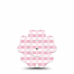 ExpressionMed Pink Gingham Freestyle Libre 2 and Libre 2 Plus Flower Shape Tape, Abbott Lingo,  Single Tape & Single Sticker Classic Gingham, Fixing Ring Tape CGM Design