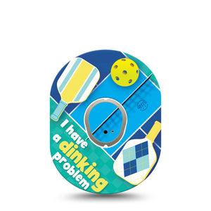 ExpressionMed Pickleball Dexcom G7 Sticker and Tape, Dexcom Stelo Glucose Biosensor System,  Playful Pickleball Dink Inspired Vinyl Sticker and Tape Pairing Continuous Glucose Monitor Design