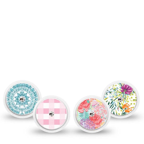 ExpressionMed Fresh Greenery Freestyle Libre, Libre 2 Plus, and Abbott Lingo Sticker, 4-Pack Sticker Bright petals Overlay Patch for Continuous Glucose Monitor