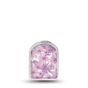 ExpressionMed Purple Daisy Omnipod Surface Center Sticker, Single Sticker Only Pastel Lilac Florals, Vinyl Decoration Pump Design