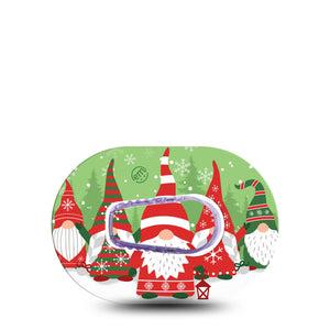 ExpressionMed Holiday Gnomies Dexcom G6 Mini Tape Single Tape and Single Sticker Xmas Celebration Gnomies, Adhesive Tape CGM Design