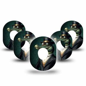 ExpressionMed Dapper Alligator Dexcom G7 Tape, Dexcom Stelo Glucose Biosensor System, 5-Pack Tape Silly Well-Dressed Alligator, Overlay Tape CGM Design