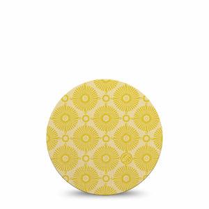 ExpressionMed Yellow Sundress Dexcom G7 Overpatch, Dexcom Stelo Glucose Biosensor System, Single Tape Golden Sunbursts Pattern, Overlay Tape CGM Design