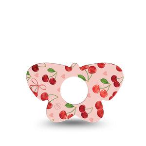 ExpressionMed Cherries Infusion Set Butterfly Shape Tape, 5-Pack Tape Red Pink Cherry Print, Plaster Continuous Glucose Monitor Design