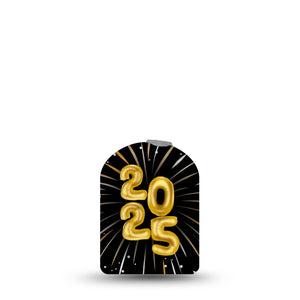 ExpressionMed New Years Fireworks Omnipod Full Wrap Center Sticker Single Sticker Only Celebrating 2025 New Year, Vinyl Decoration Pump Design