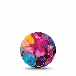 ExpressionMed Rainbow Ink Freestyle Libre 3 and Libre 3 Plus OverPatch, Single Tape Blended color strokes Adhesive Tape for CGM