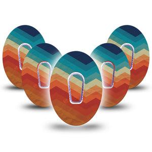 ExpressionMed Retro Winter Coat Dexcom G6 Tape, 5-Pack Tape and 5-Pack Sticker Rainbow Vintage Inspired, Plaster Continuous Glucose Monitor Design