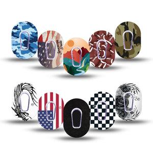 ExpressionMed Mens Holiday Gift Set Dexcom G6 Mini, 10-Pack Tape and 10-Pack Sticker, Outdoorsy Icons & Minimal Graphics Waterproof Adhesive Tape for CGM