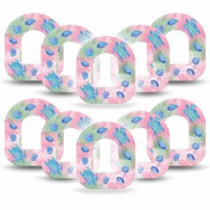 ExpressionMed Turtley One-derful Omnipod, 10-Pack Pastel pink blue turtles Sensor Decoration For Insulin Pump