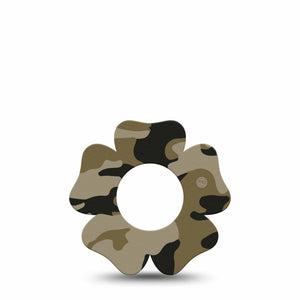 ExpressionMed Camo Freestyle Libre 2 and Libre 2 Plus Flower Shape Tape, Abbott Lingo, Single Tape Military Camo Plaster CGM Design