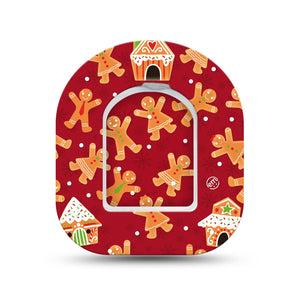 ExpressionMed Gingerbread Fun Omnipod Surface Center Sticker and Mini Tape Christmas themed Vinyl Sticker and Tape Design Pump Design