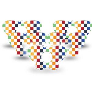 ExpressionMed Rainbow Checkerboard Infusion Set Butterfly Shape Tape 10-Pack Tape Colorful Boxes, Plaster Continuous Glucose Monitor Design