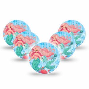 ExpressionMed Mermaid Freestyle Libre 3 and Libre 3 Plus Overpatch 5-Pack Tape The Little Mermaid Inspired, Adhesive Patch CGM Design