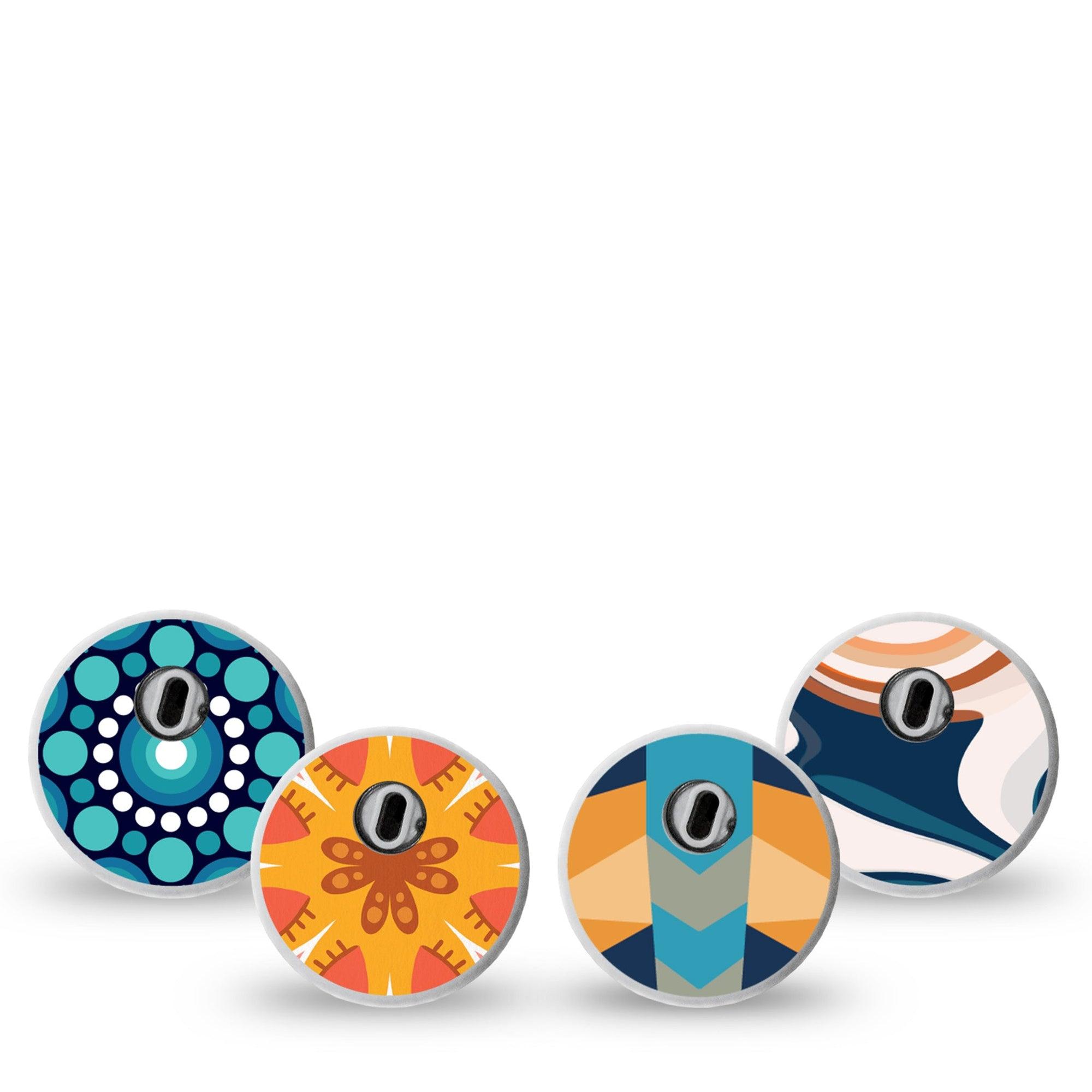 ExpressionMed Fractal Flight Variety Pack Freestyle Libre 3 Sticker 4-Pack Sticker Variety Geometric Butterfly Prints, Decorative Decal CGM Design