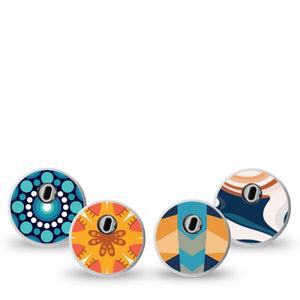 ExpressionMed Fractal Flight Variety Pack Freestyle Libre 3 Sticker 4-Pack Sticker Variety Geometric Butterfly Prints, Decorative Decal CGM Design