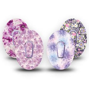 ExpressionMed Violet Garden Dexcom G6, tape and sticker  Purple spring blooms Waterproof Plaster for Continuous Glucose Monitor