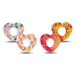 ExpressionMed Ruffle Bloom Dexcom G7 and Dexcom Stelo Glucose Biosensor System Heart, 4-Pack Tape pink orange flowers Fixing Ring Tape for Continuous Glucose Monitor