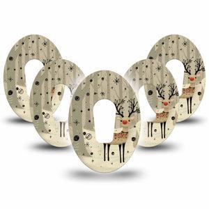 ExpressionMed Woodland Reindeer Dexcom G6 Tape, 5-Pack Tape Beige Reindeer, Plaster Continuous Glucose Monitor Design