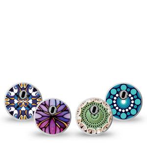 ExpressionMed Radiant Spectrum Freestyle Libre 3 and Libre 3 Plus Sticker, 4-Pack Sticker Floral gemtones Vinyl Decoration for CGM