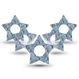 ExpressionMed Seashells Infusion Set Star Shape Tape, 10-Pack Tape Neutral Blue Sea Shells, Fixing Ring Patch Continuous Glucose Monitor Design