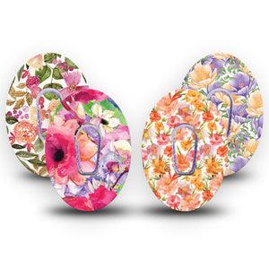 ExpressionMed Blooming Radiance Variety Pack Dexcom G6 Sticker and Tape  Orange Pink Flowers, Vinyl Sticker and Tape Design CGM Design