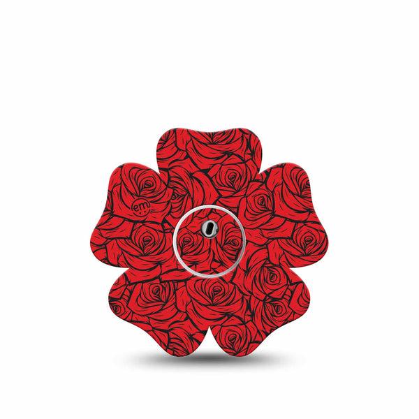ExpressionMed Roses Freestyle Libre 3 and Libre 3 Plus Flower, Single Tape and Single Sticker Line art roses Adhesive Tape for CGM
