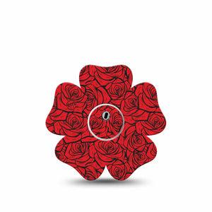 ExpressionMed Roses Freestyle Libre 3 and Libre 3 Plus Flower, Single Tape and Single Sticker Line art roses Adhesive Tape for CGM