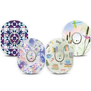 ExpressionMed Cozy Dreams Variety Pack Dexcom G7 Sticker and Tape, Dexcom Stelo Glucose Biosensor System,  Comfy Reading, Vinyl Sticker and Tape Pairing Continuous Glucose Monitor Design