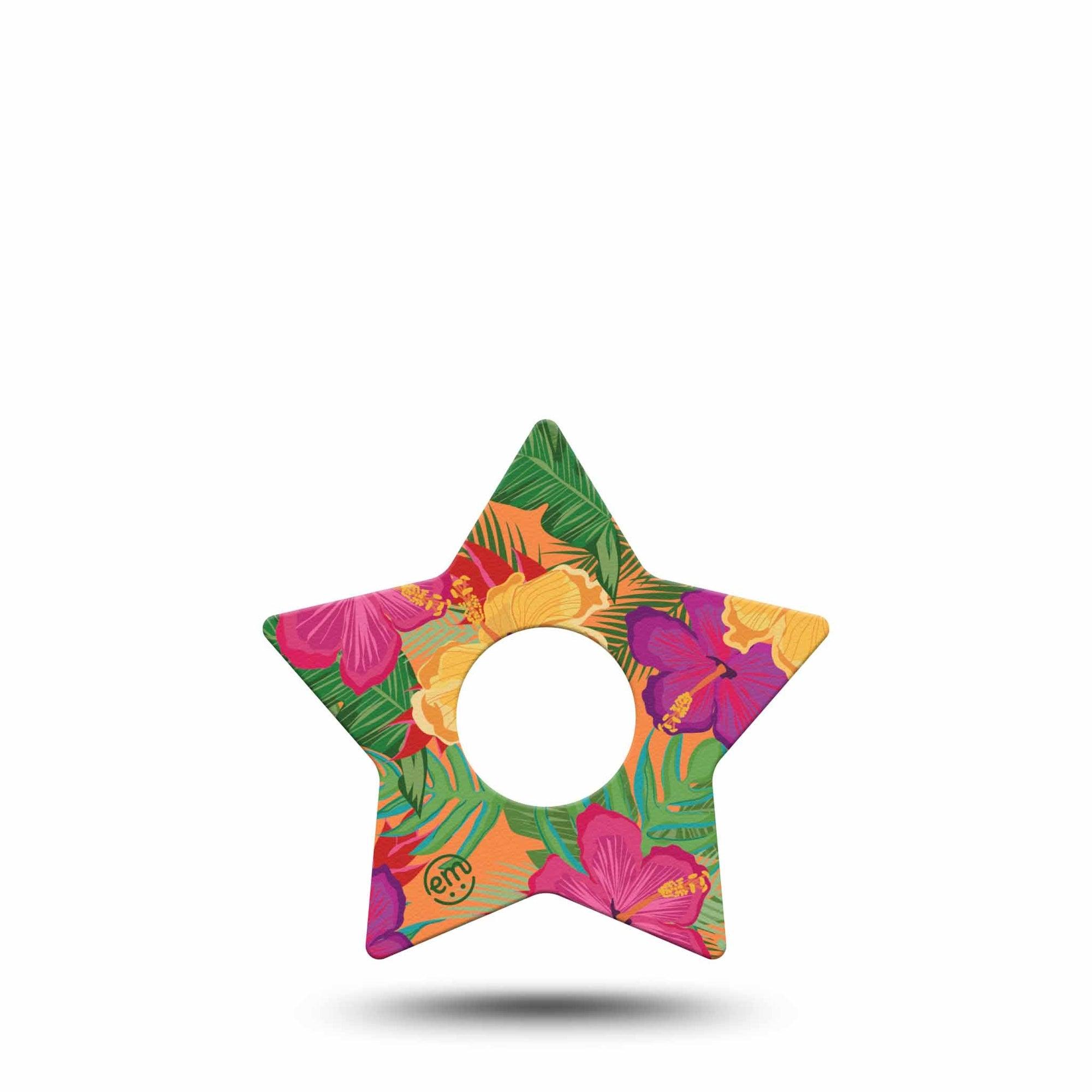 ExpressionMed Bright Hibiscus Freestyle Libre 3 and Libre 3 Plus Star Shape Tape Single Tape Elegant Rose Overlay Tape CGM Design