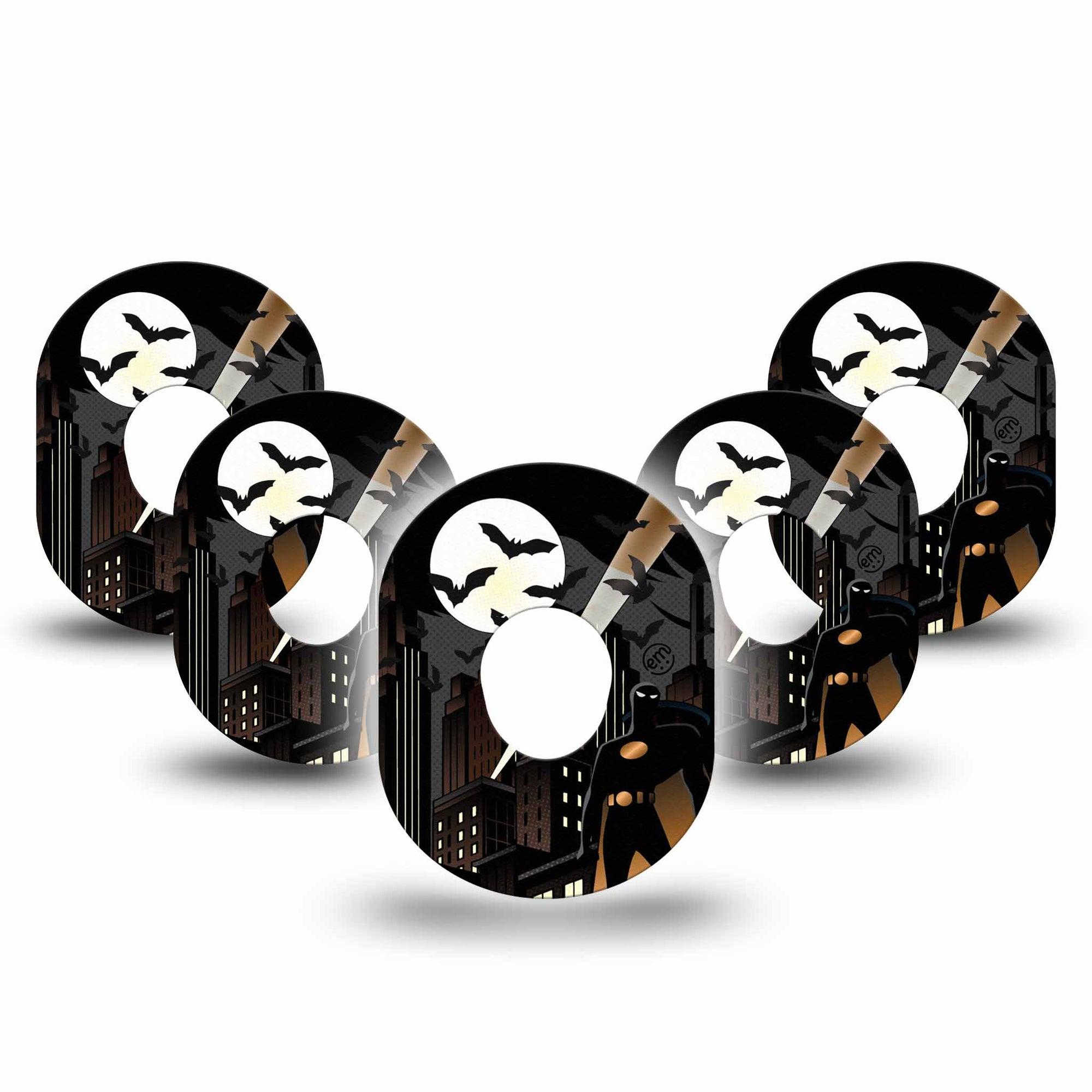 ExpressionMed Bat Man  Dexcom G7 Overpatch, Dexcom Stelo Glucose Biosensor System, 5-Pack Tape Bat Hero Cape Inspired, Overlay Tape CGM Design