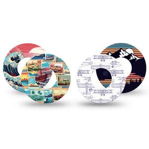 ExpressionMed Wander & Roam Variety Pack Freestyle Libre and Libre 2 Plus Tape, Abbott Lingo, 4-Pack Tape Variety, Fun Vehicles, Fixing Ring Tape Continuous Glucose Monitor Design