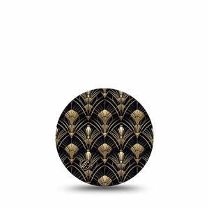 ExpressionMed Midnight Deco Freestyle Libre 3 and Libre 3 Plus OverPatch, Single Tape Gold geometric style Adhesive Tape for CGM