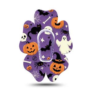 ExpressionMed Happy Halloween Dexcom G6 Flower Shape Tape Single Tape and Single Sticker Classic Halloween Theme Adhesive Patch Continuous Glucose Monitor Design