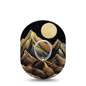ExpressionMed Black Mountain Dexcom G7 Sticker and Tape, Dexcom Stelo Glucose Biosensor System,  Full Moon Mountains, Vinyl Sticker and Tape Pairing Continuous Glucose Monitor Design