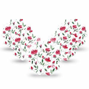 ExpressionMed Rose Garden Freestyle Libre 2 and Libre 2 Plus Flower Shape Tape, Abbott Lingo, 5-Pack Tape and 5-Pack Sticker Rose Petals, Plaster CGM Design
