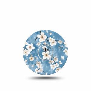 ExpressionMed Cherry Blossoms Freestyle Libre 3 and Libre 3 Plus Sticker and Tape Spring Floral Tree Print, Vinyl Sticker and Tape Pairing CGM Design