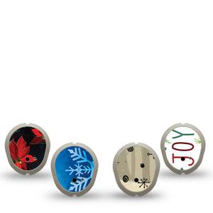 ExpressionMed Winter Woodland Cheer Variety Pack Dexcom G7 Sticker, Dexcom Stelo Glucose Biosensor System, 4-Pack Sticker Variety Frosty Christmas, Vinyl Decoration Continuous Glucose Monitor Design