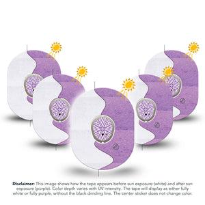 ExpressionMed Solar Violet Dexcom G7 Tape, Dexcom Stelo Glucose Biosensor System, 5-Pack Tape and 5-Pack Sticker Sunlight-Responsive Color, Overlay Tape CGM Design