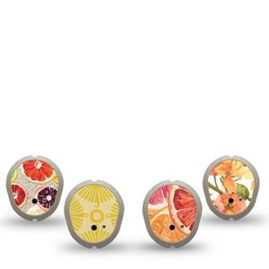 ExpressionMed Citrus Crush Dexcom G7 and Dexcom Stelo Glucose Biosensor System Sticker, 4-Pack Sticker fresh fruit pattern Sensor Cover for Continuous Glucose Monitor