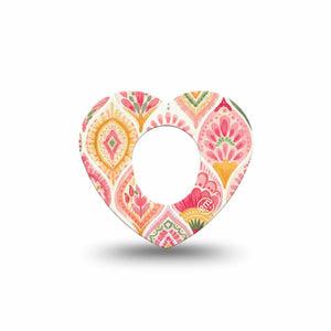 ExpressionMed Blush Dexcom G7 and Dexcom Stelo Glucose Biosensor System Heart, Single Tape soft pink design Decorative Patch for CGM