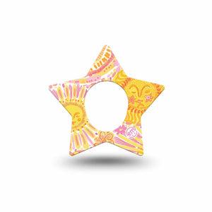 ExpressionMed Bright Sunshine Dexcom G7 and Dexcom Stelo Glucose Biosensor System Star, Single Tape cheerful yellow style Overlay Tape for CGM