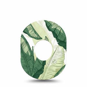 ExpressionMed Palm Leaf Dexcom G7 and Dexcom Stelo Glucose Biosensor System Gumdrop, Single Tape Layered green foliage Fixing Ring Patch for CGM