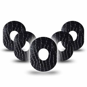 ExpressionMed Black Aligator Skin Dexcom G7 Tape, Dexcom Stelo Glucose Biosensor System, 5-Pack Tape 2025 Fashion Animal Print, Overlay Tape CGM Design