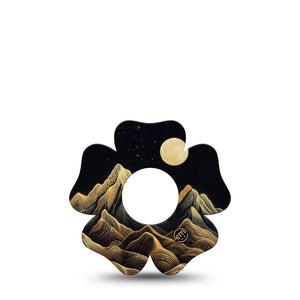 ExpressionMed Black Mountain Infusion Set Flower Shape Tape, 5-Pack Tape Full Moon Mountains, Plaster Continuous Glucose Monitor Design