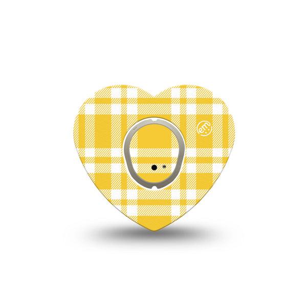 ExpressionMed yellow gingham Dexcom G7 and Dexcom Stelo Glucose Biosensor System Heart, Single Tape and Single Sticker Sunny checker print Best Covers for CGM